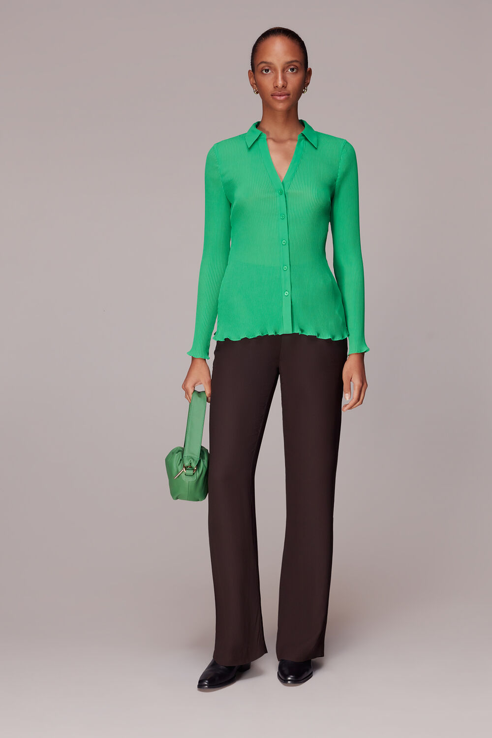 Green Penny Plisse Shirt